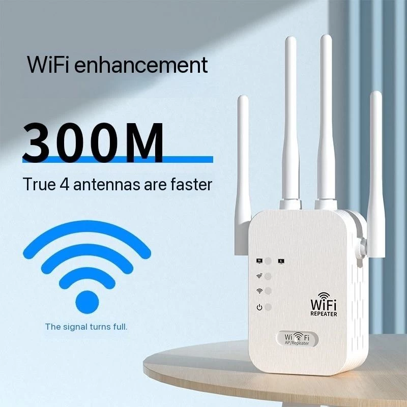 Répéteur WiFi sans fil 300 Mbps, bande unique 2,4 GHz, 4 antennes