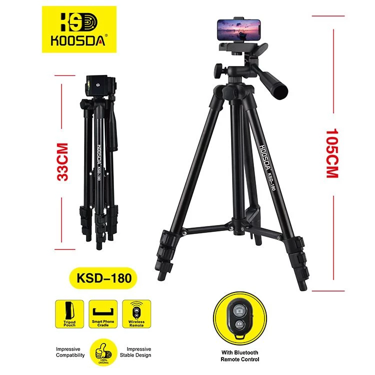 Trépied professionnel KOSDA 105cm - avec commande bluetooth - pour smartphones et caméras