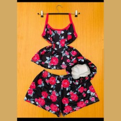 Ensemble Pyjama Femme - Débardeur sans Manches, Short et Bonnet Assorti sur MboteShop