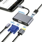 Hub Type-C 5 en 1  VGA HDMI USB 3.0 et PD 100 Watt - 4 in 1 sur MboteShop