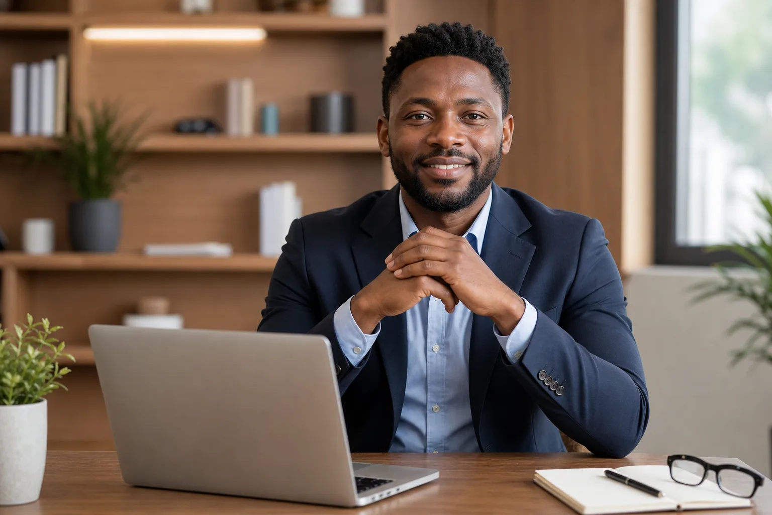 Consultant présentant son service en ligne